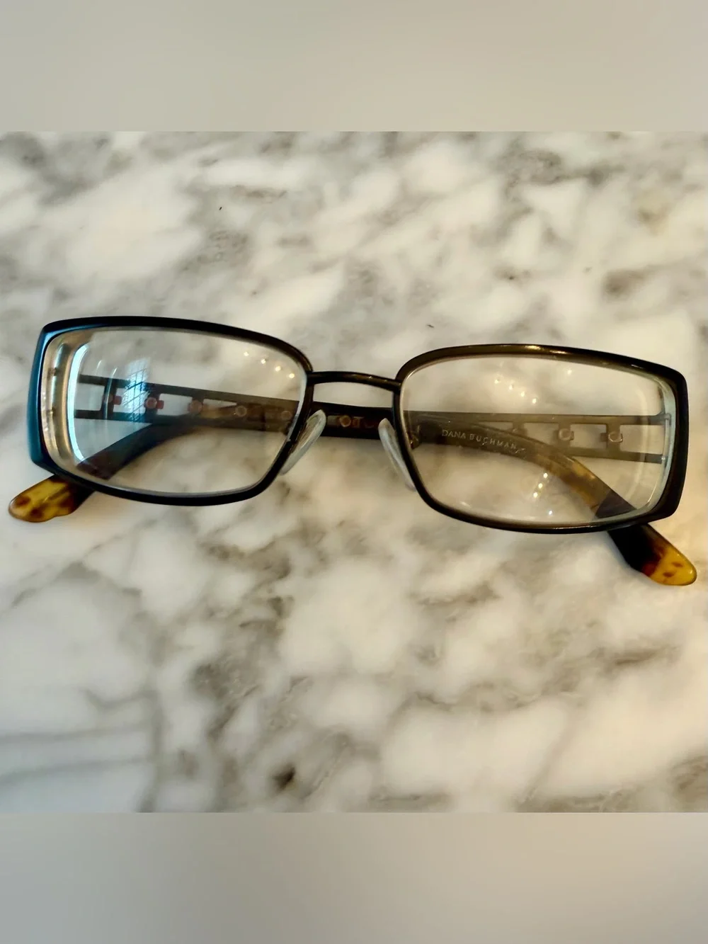 Dana Buchman Eyeglasses Frames Delta Black Titanium Crosses Tortoise 52-18-135